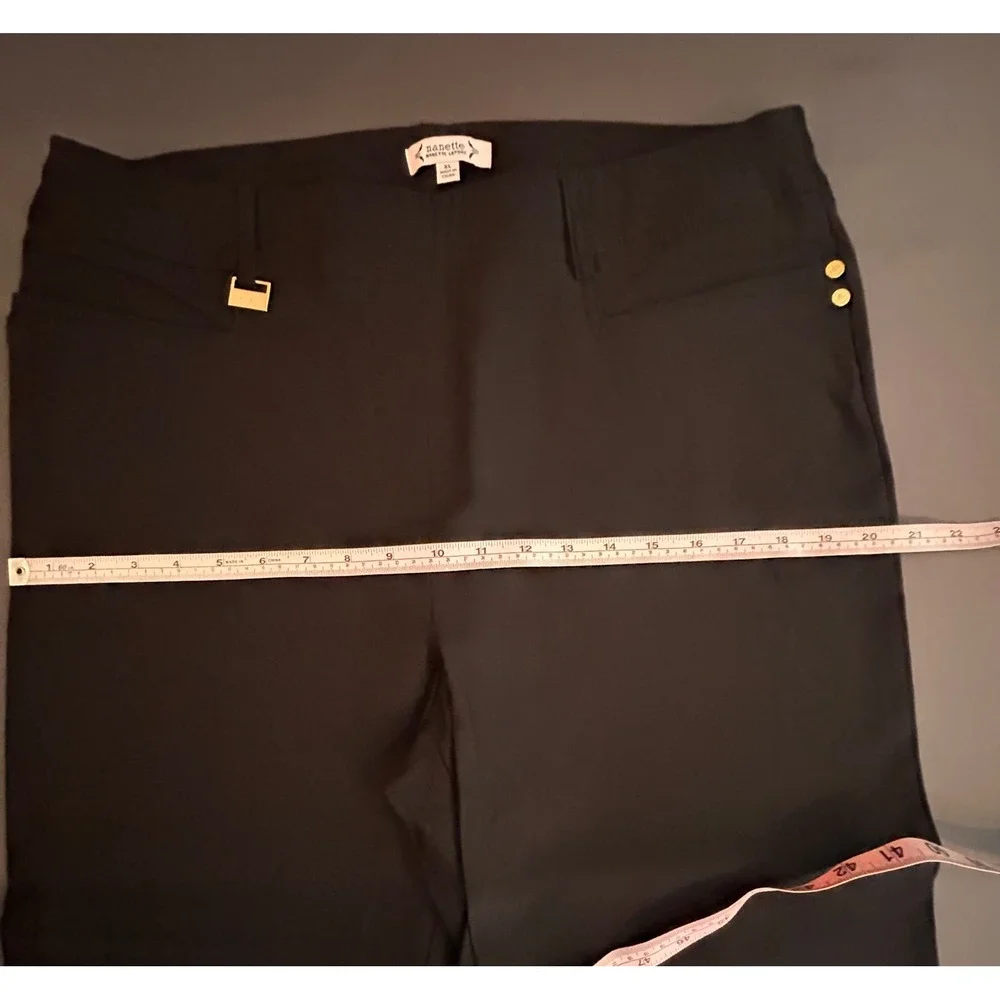 Nanette Lepore Black Gold Hardware Dress Pants XL Stretch Trousers EUC - Picture 6 of 7